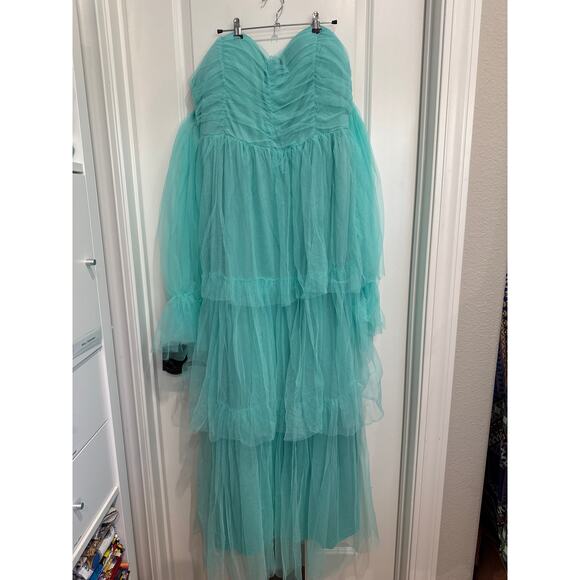 MSRP $152 Faeiesty Off Thr Shoulder Flounce  Sheer Sleeves Gown M 5X QUICK SHIP - Picture 4 of 10